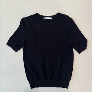 Zara Black Short Sleeve Sweater